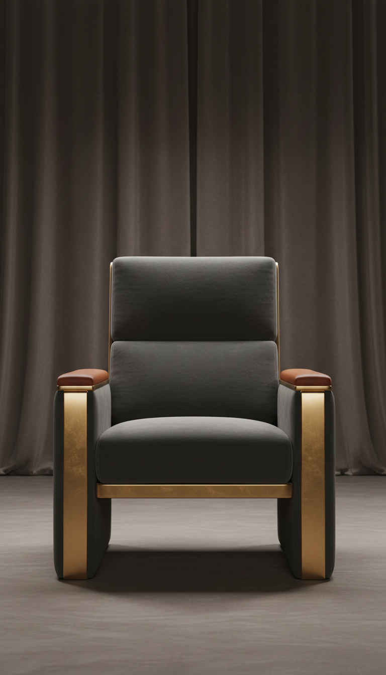 Plush Cinema Seat with Brass Trim